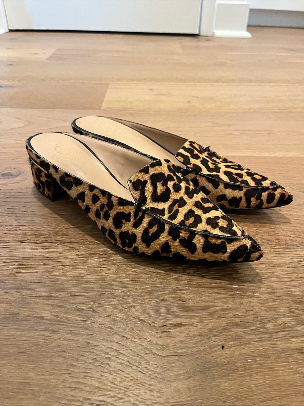 Franco Sarto Malesa Leopard Calf Hair Mules  Slip On Preppy Classic Old Money 10